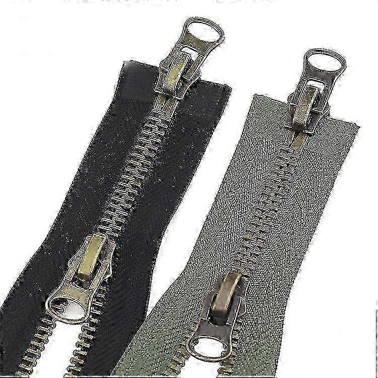 2pcs 70cm #8 Separable Double - Slider Black Metal Zippers for Jackets