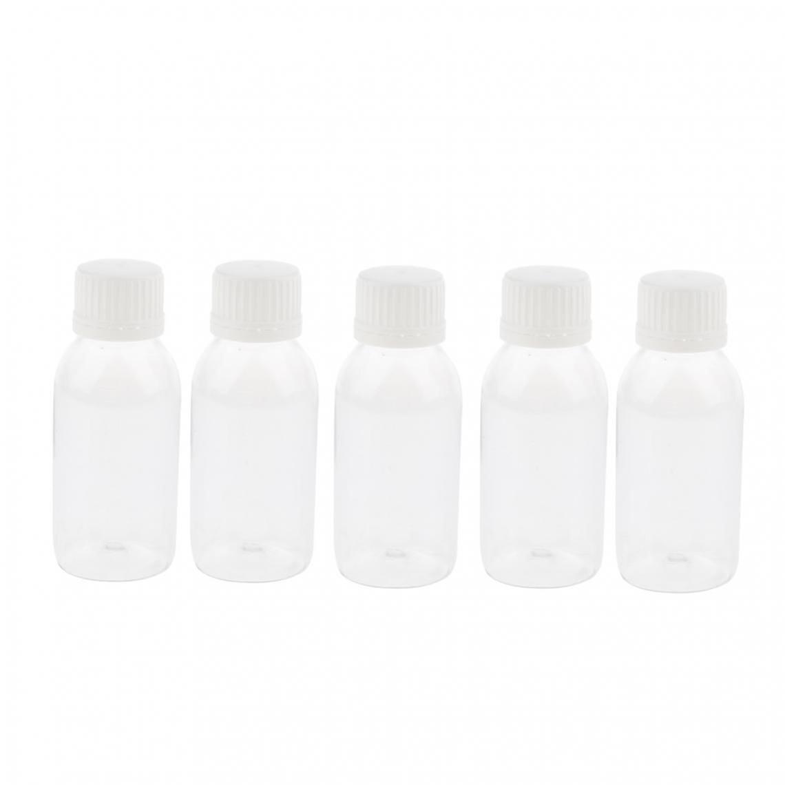 5pcs Laboratory Liquid Specimen Sample Bottles Vials with Clear Cap 60ml