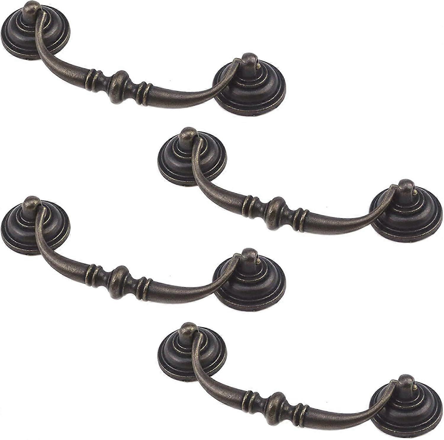 4-Pack Drop Swing Cabinet Handles Antique Bronze Hanging Pulls Bail Drawer Pull