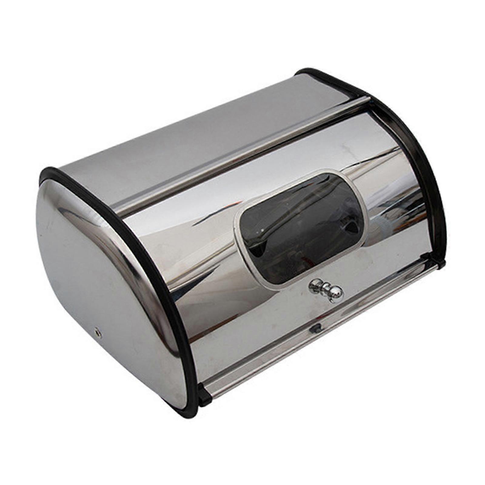 Roll Top Bread Bin Bread Box Rustic Drum Shape Organizer for Countertop Breads