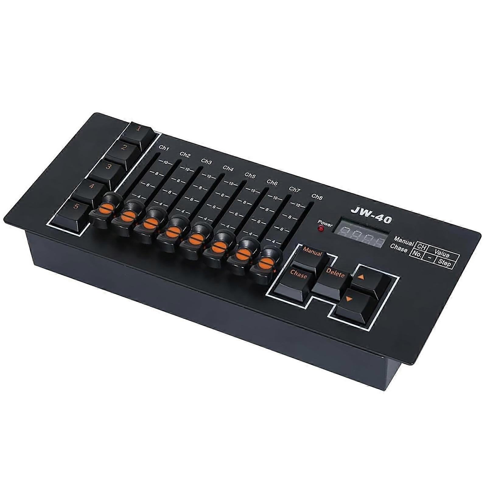 Small DMX512 Programmable Consoles Build In Battery 8 Channel Sliders 5 Effects 40CH Control for Disco Wedding Event Multicolor