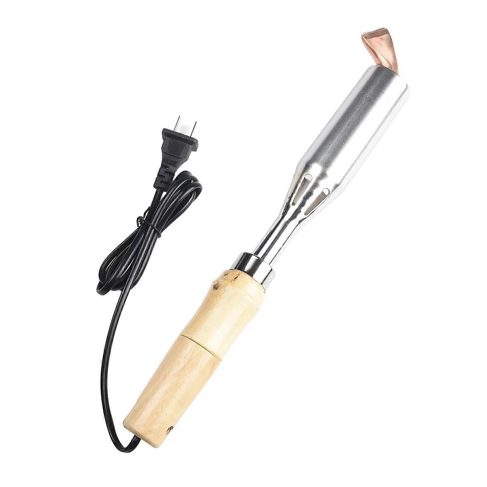 Electric Soldering Iron Solder Welding Chisel Tip Wood Handle Home Tool 300W Multicolor