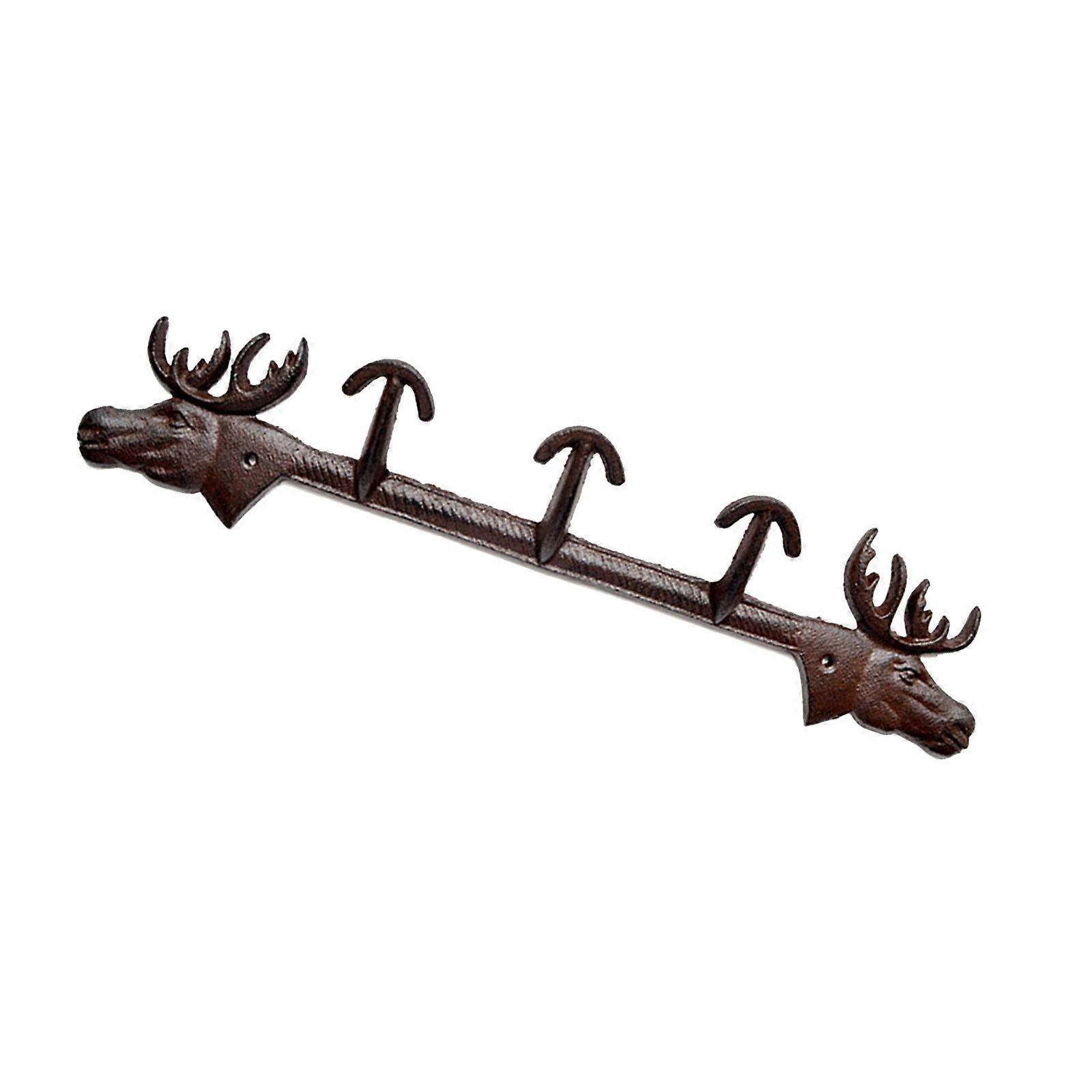 Rustics Elk Design Cast Iron Wall Mount Hooks For Hanging Coat Keys Decorative Hanger Clothes Storage Solution Multicolor