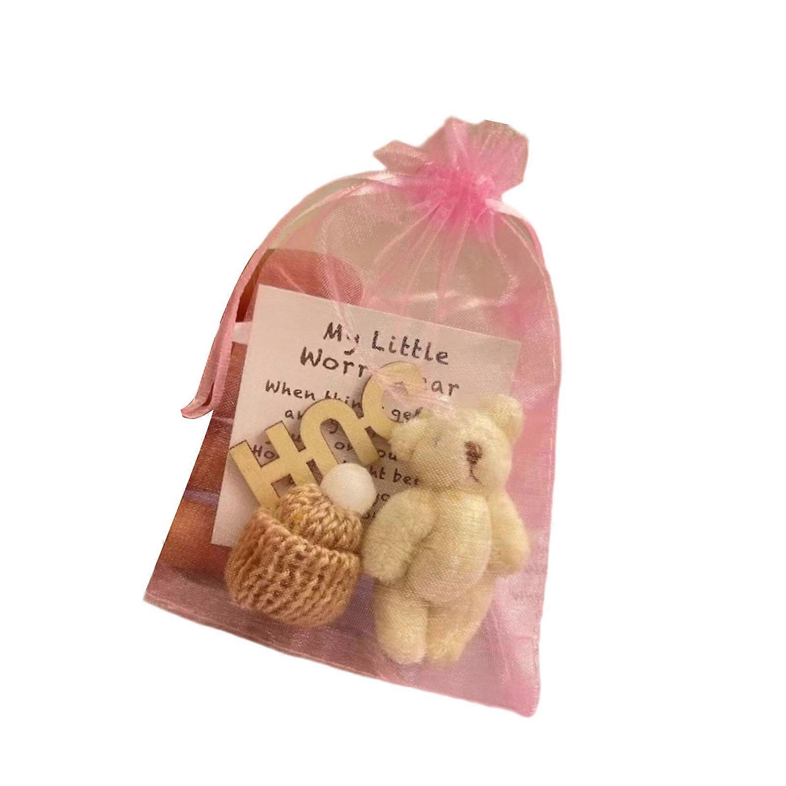 Pocket Sized Motivational Plush Bear With Uplifting Message Card Soft Plush Stuffed Toy Animal For Birthday Party  White