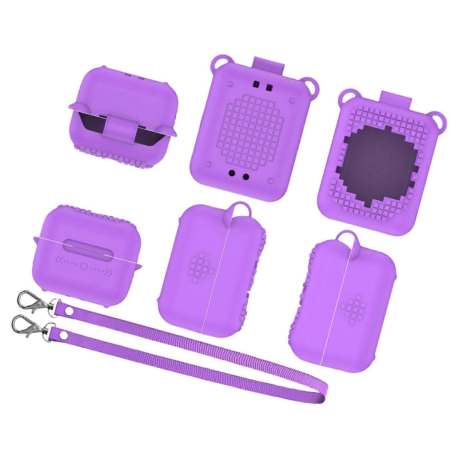 Silicone Case Protective Cover for Interactive Toy Digital Pet Game Device Dirt Resistant with Hanging Strap  Purple
