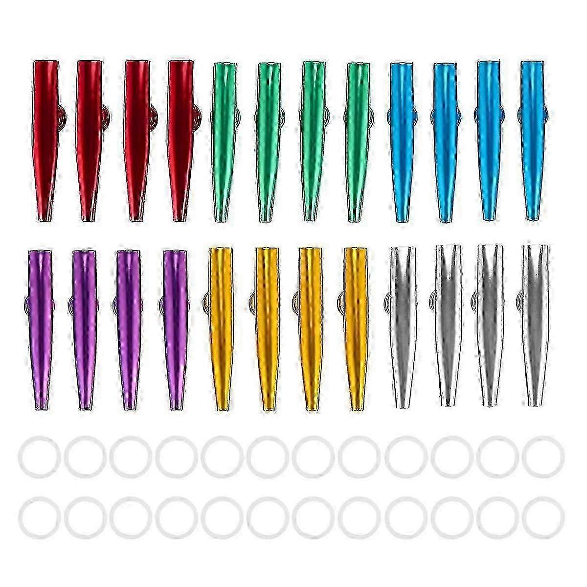 24 Pack Metal Kazoo Set with 6 Colors and 24 Flute Diaphragms for Musical Instruments