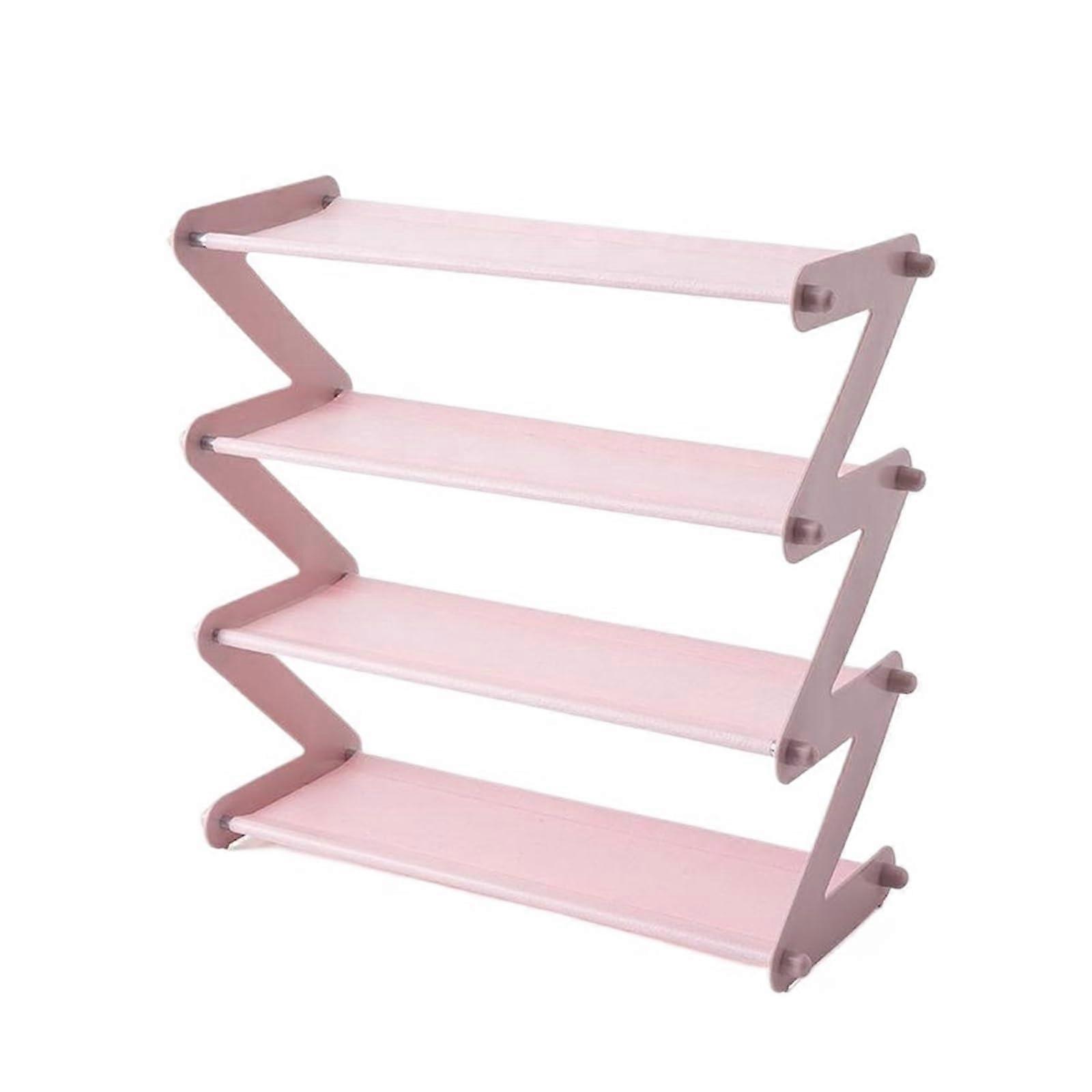 Folding Shoe Rack Space Saving MultiLayer Storage Organizer for Entryway Dorm Home Light Pink