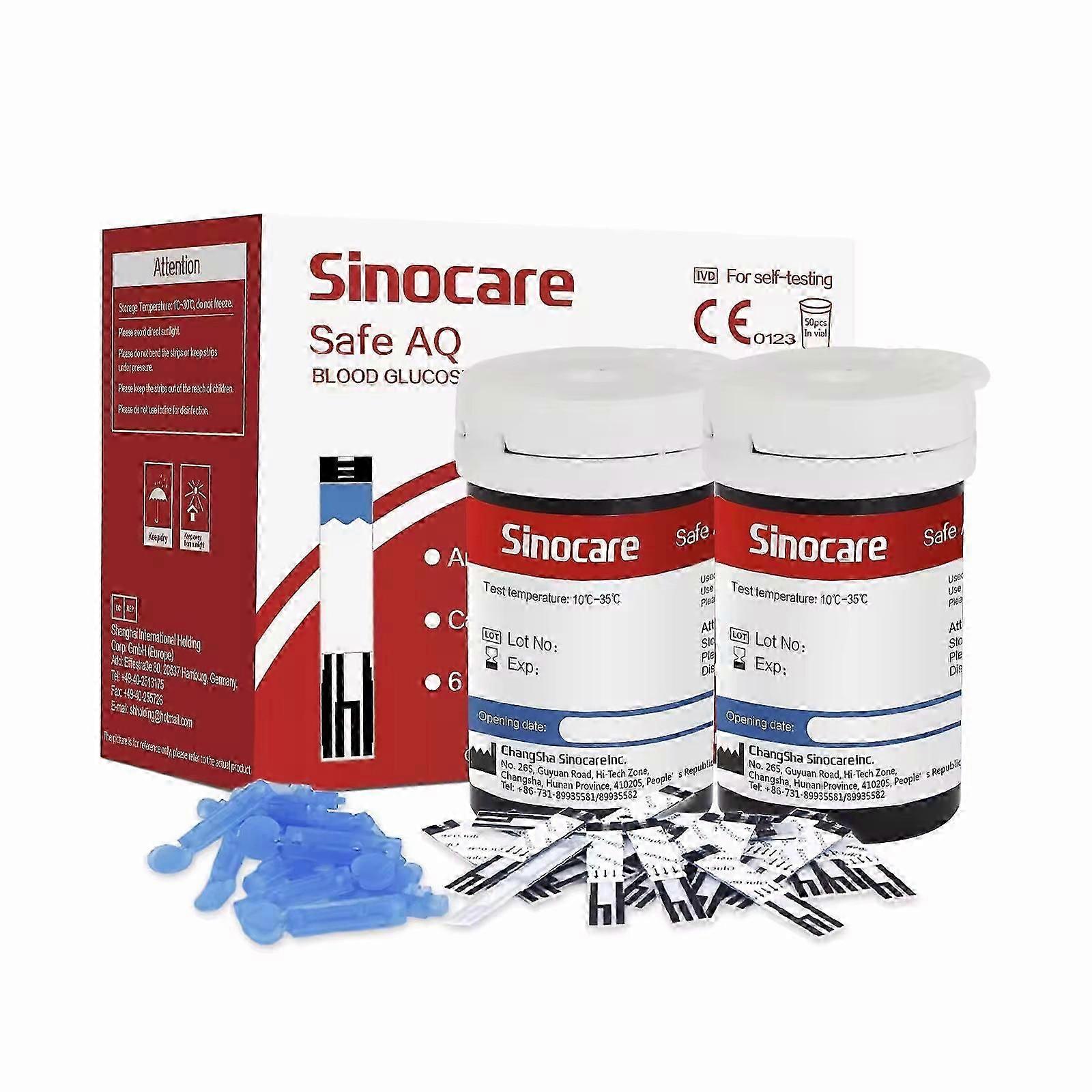 Sinocare 50 個の血糖値テストストリップ & 50 個の LANS for Safe AQ Smart and Safe AQ Voice A1
