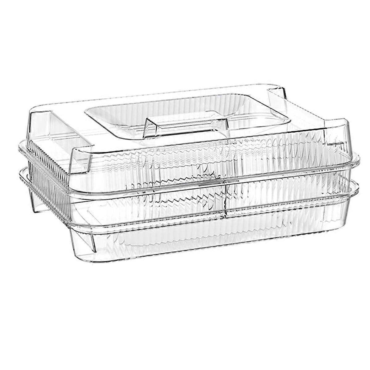 Chilled Serving Trays for Parties 13Inch Ice Chilled Partys Platter with Lid and 4 Compartments,Clear Fruit Trays