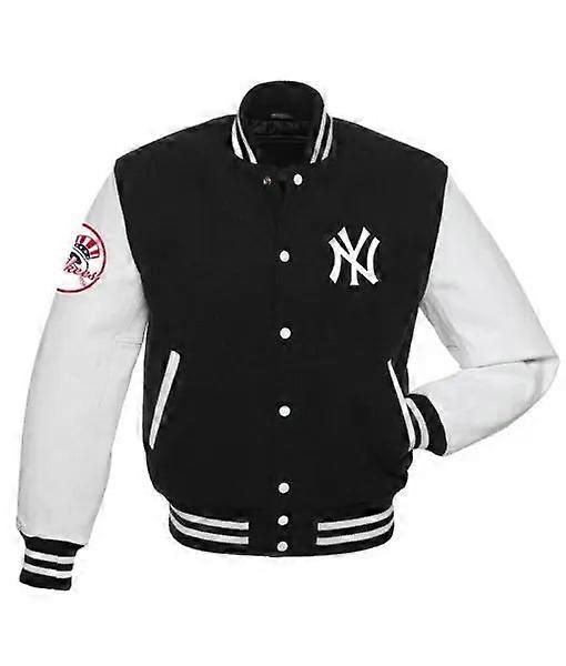 Varsity Wool  With Leather Sleeves Jacket-01