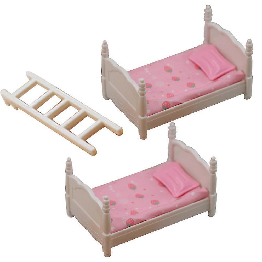 Assorted Color Miniature Bunk Bed Model for Doll House Decor 1Set