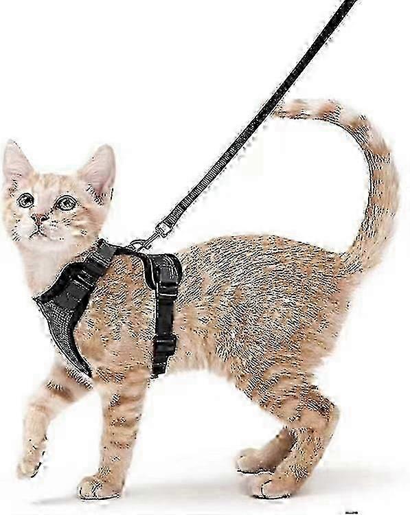 Escape Proof Soft Adjustable Vest Harnesses for Cats, Easy Control Reflective Strips, Pink