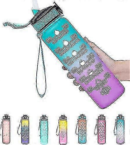 Water Bottle With Time Marker 1l Leakproof With Straw And Filter Tritan Bpa Free 25-26