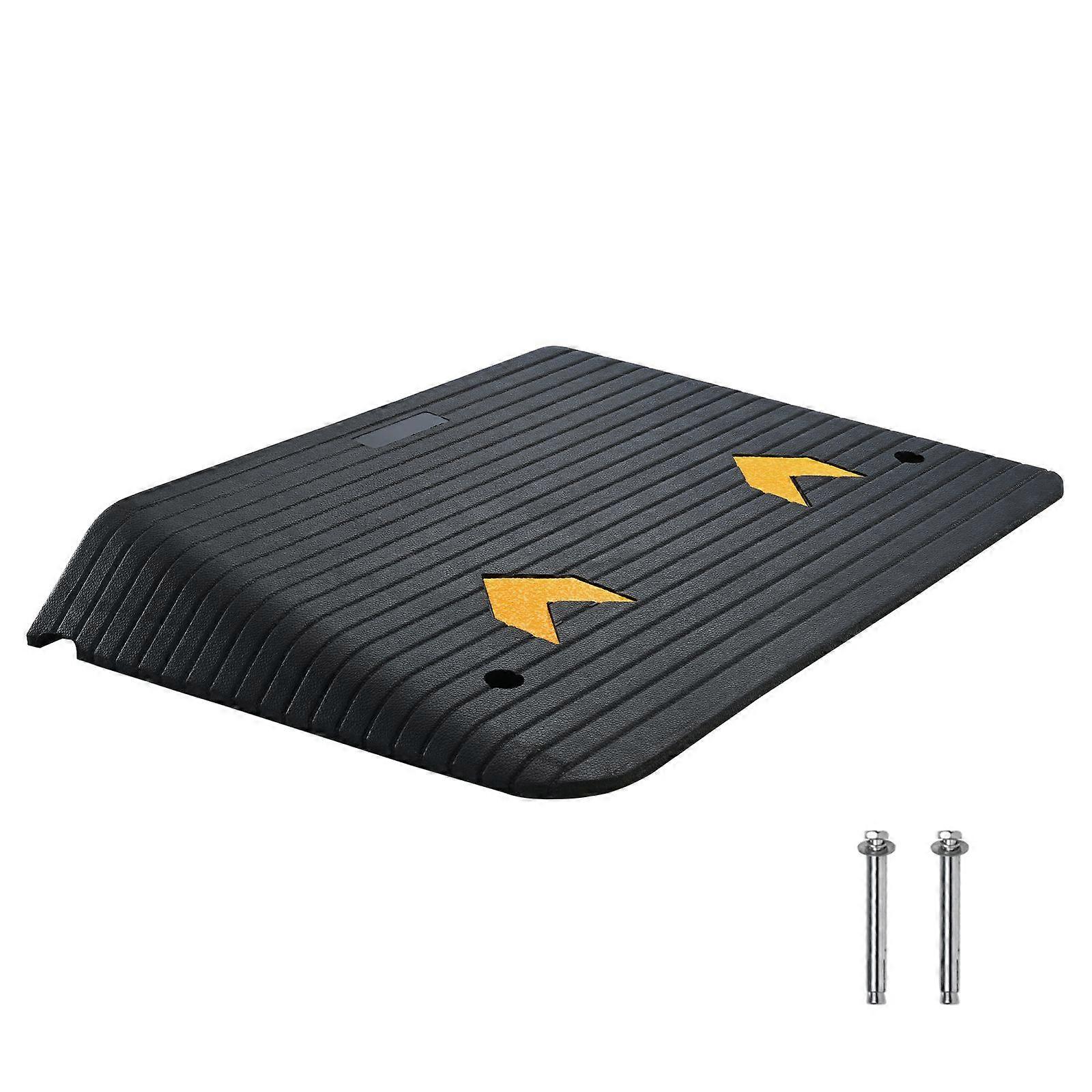 Upgraded Rubber Threshold Ramp, 4" Rise Door Ramp with 1 Channel, Natural Rubber Car Ramp with Non-Slip Textured Surface