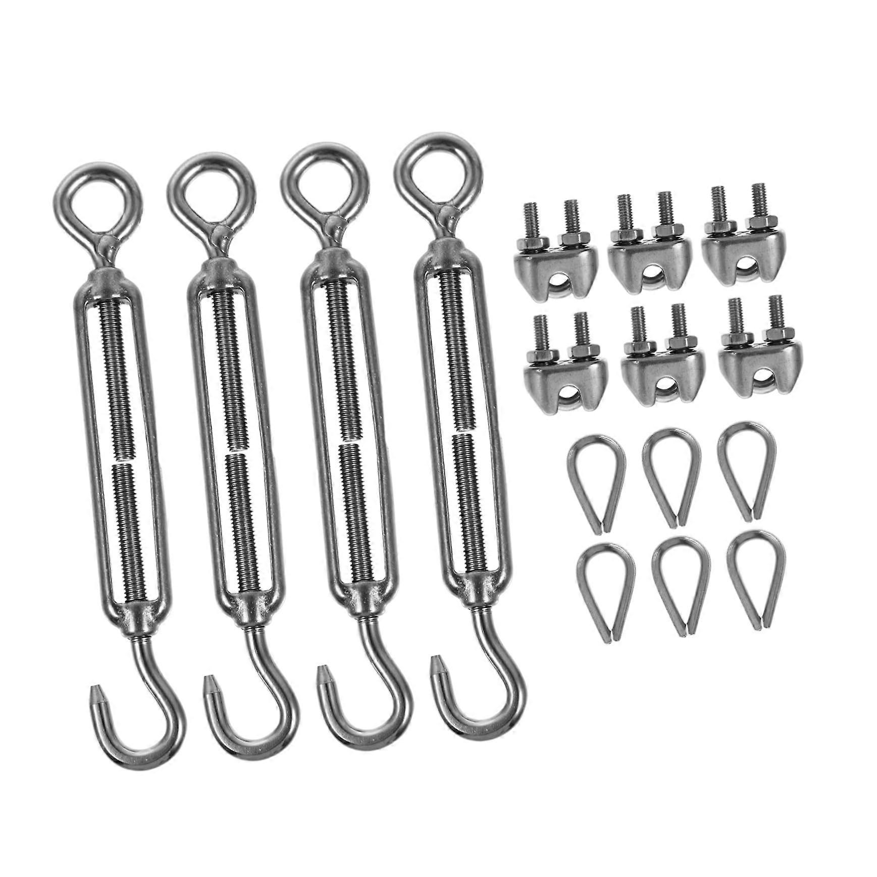 Wire Rope Cable Railing Installation Kit with Stainless Steel Hooks and Ferrules, 1 Set