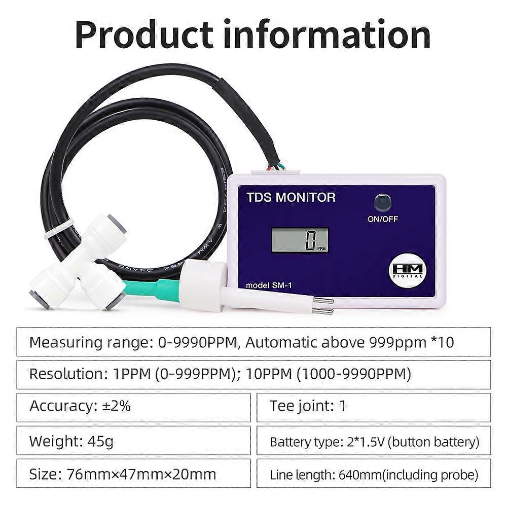 SM1 Single/TRM1 Triple TDS Meter 0-9990PPM Online TDS Water Quality Tester LCD Display Water Quality Purity Tester PH Meter