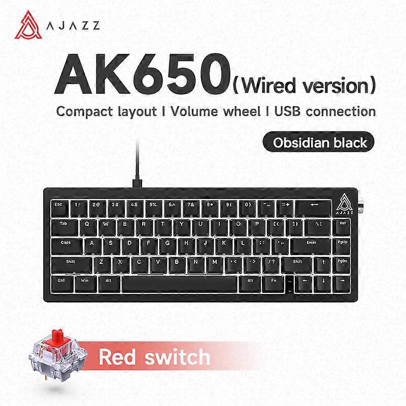 Ajazz Ak650 Wired Mechanical Keyboard Volume Knob Gasket Structure Full Key Hot Swappable Full-Color Rgb Effect Game Keyboards