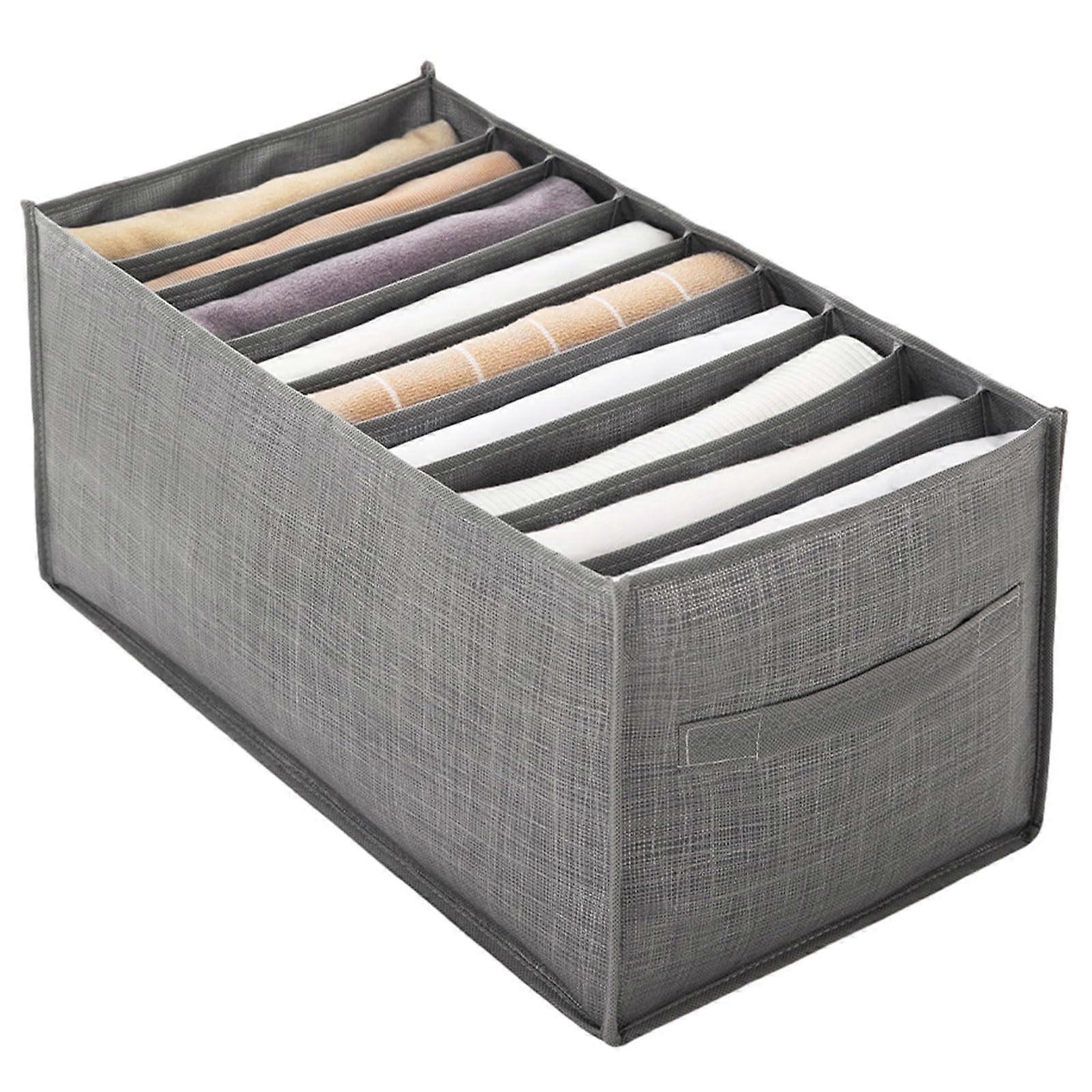 Pants Organizer Storage Box with 9 Compartments Non Woven Foldable Trousers Holder for Wardrobe