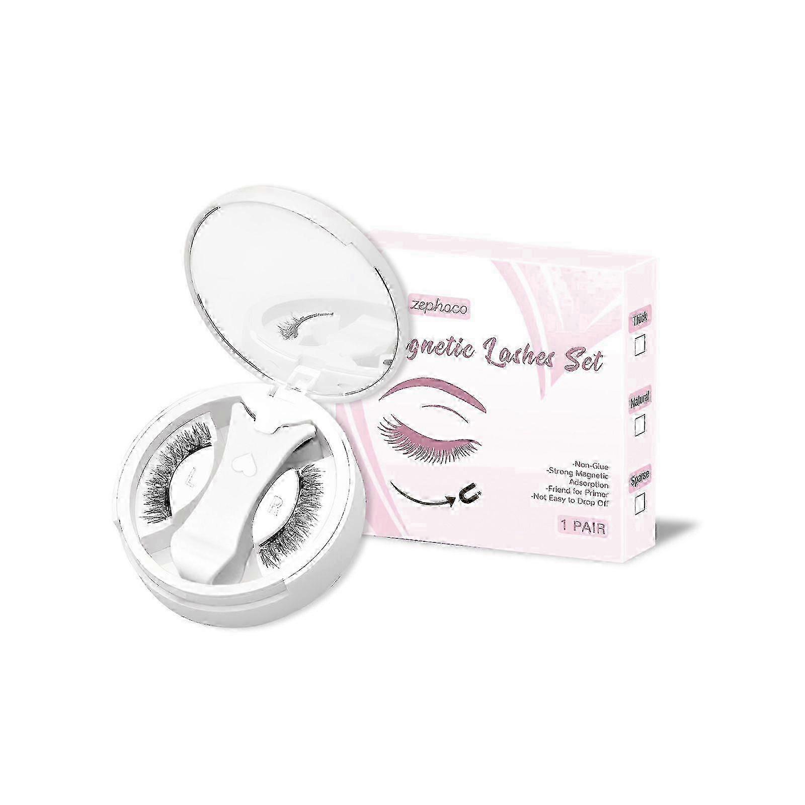 2025 1 Pair Magnetic Lashes, Magnetic Lashes Kit, Magnet Eyelashes with applicator Natural Look, Reusable No Glue Needed Soft Eyelashes Kit