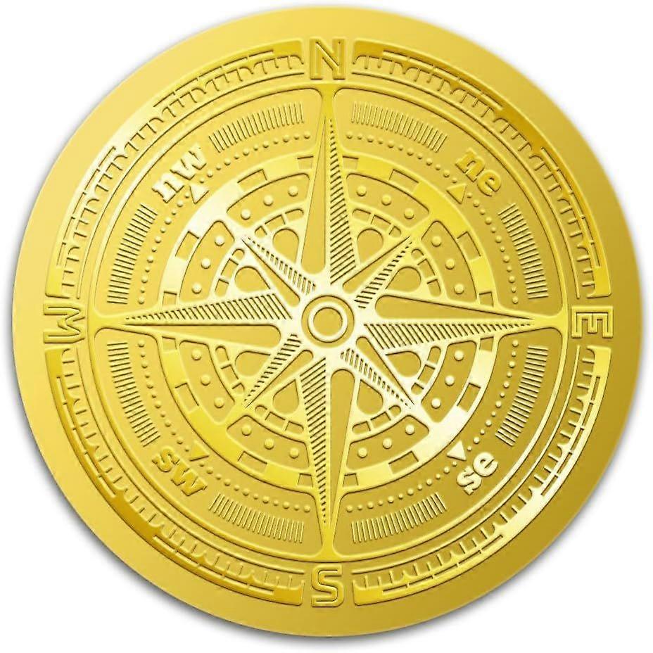 100Pcs 2" Embossed Compass Gold Foil Seal Sticker Gold Foil Certificate Seals Decal Self Adhesive Compass Print Seal Stickers Round Labels for Envelop