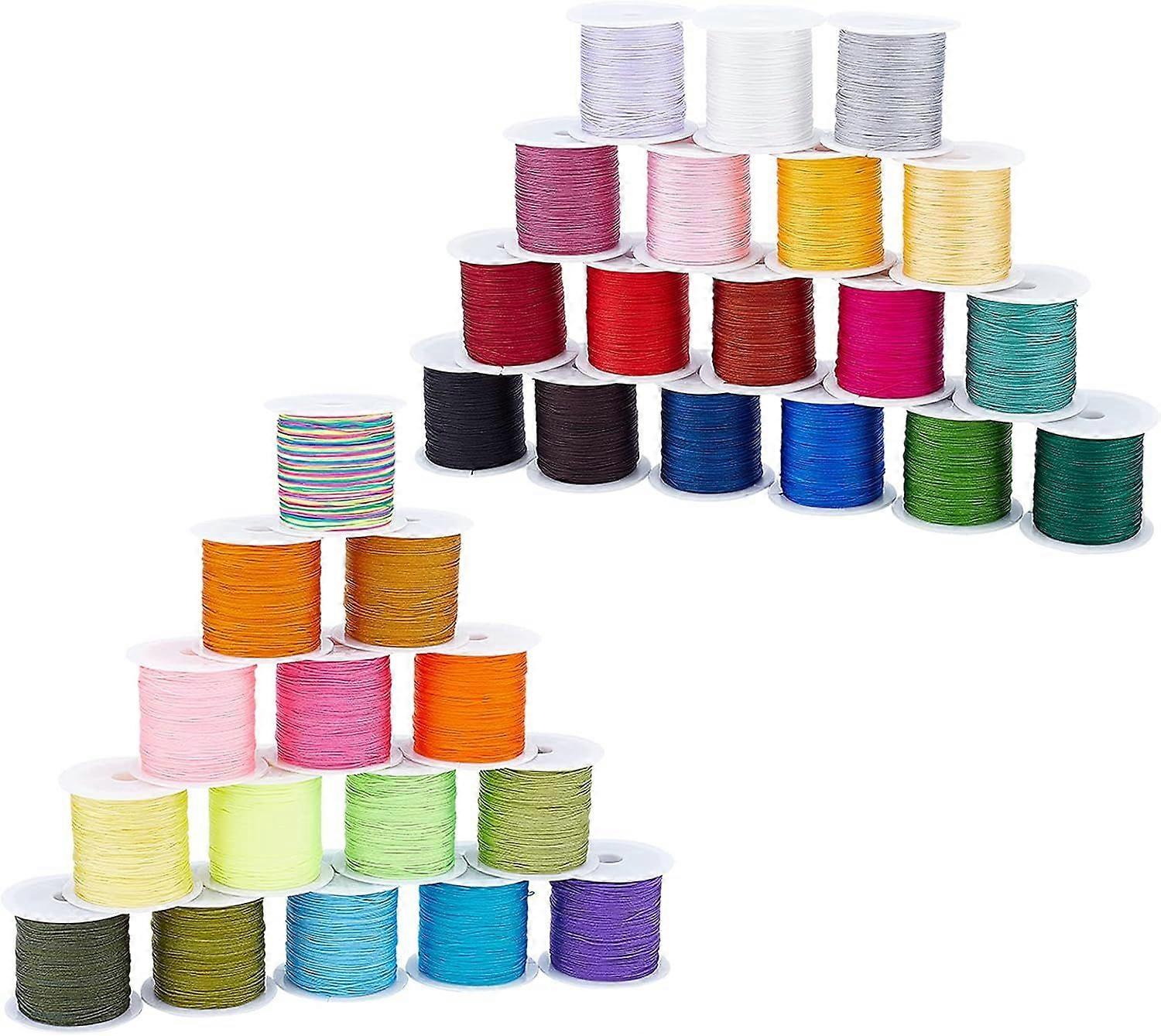 33 Colors Polyester Cord 0.3mm Round Beading String Knotting Wire for Chinese Knotting Kumihimo Beading Macram Jewelry Making Sewing- 130 Yards/Roll