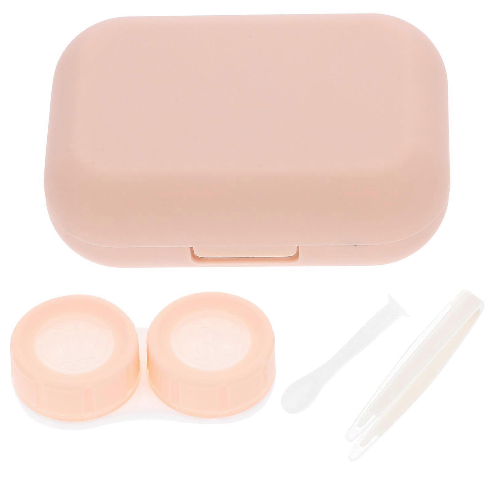 Contacts Case Lens Storage for 1Set with Mirror Portable Light Yellow Design