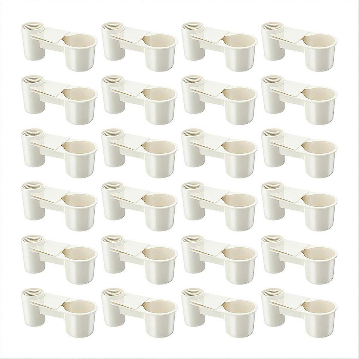 24 Pcs Bird Drinker Feeder Cups Water Bottle Cup for Cage White