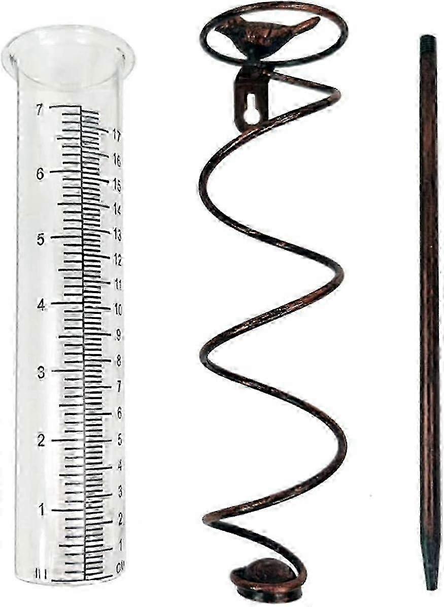 مقياس المطر الزخرفي المناسب ، أنبوب زجاجي معدني حلزوني مع تمثال الطيور ، مقاوم للماء Dustproof_WYT