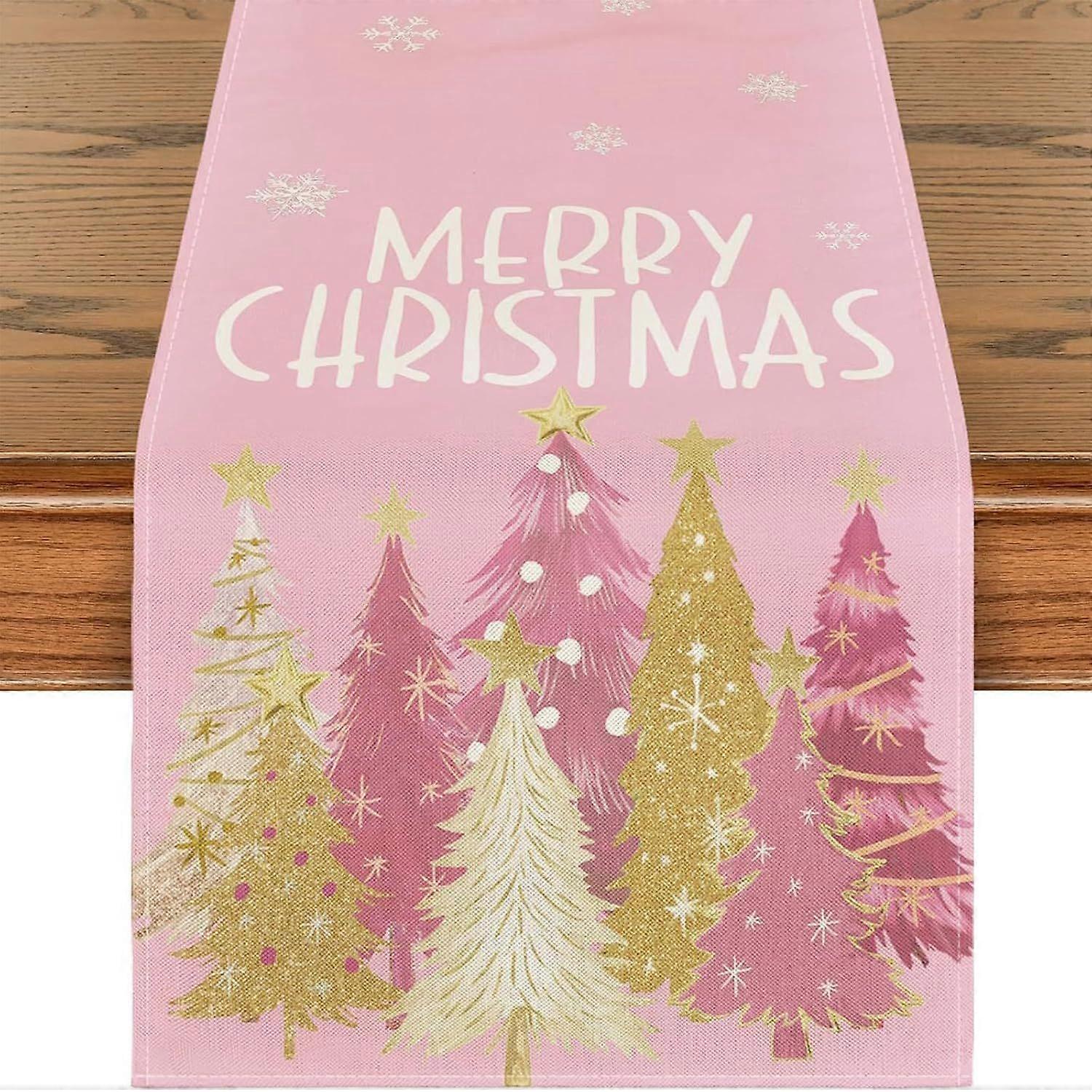 Christmas Table Runner, Classic Christmas Table Runner, 33 x 180 CM Christmas Tree Table Runner, Snowflake Table Decoration, Christmas Tree Table Runn