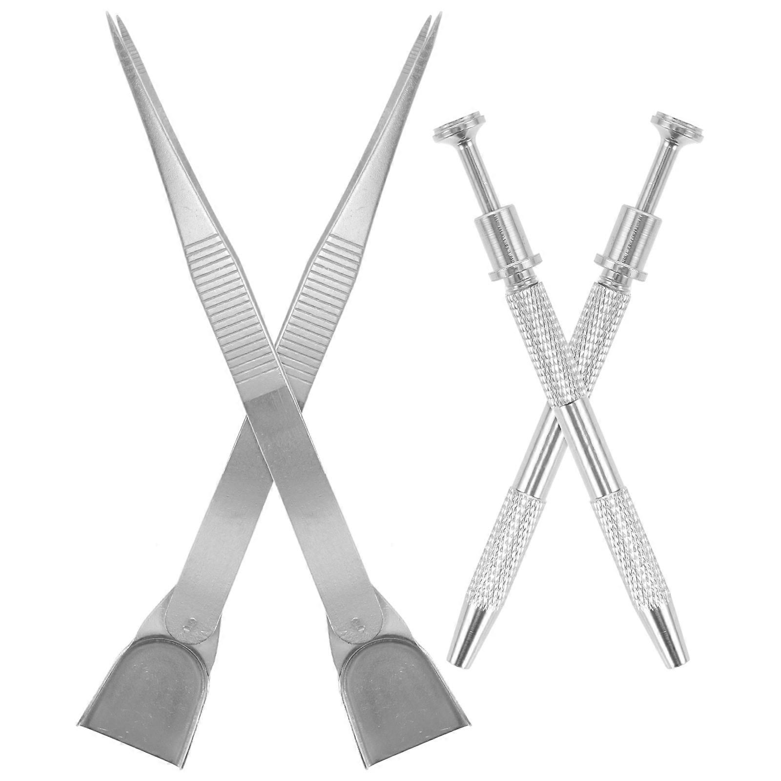 Precision Tweezers Metal Tweezer for Electronics 1Set Silver