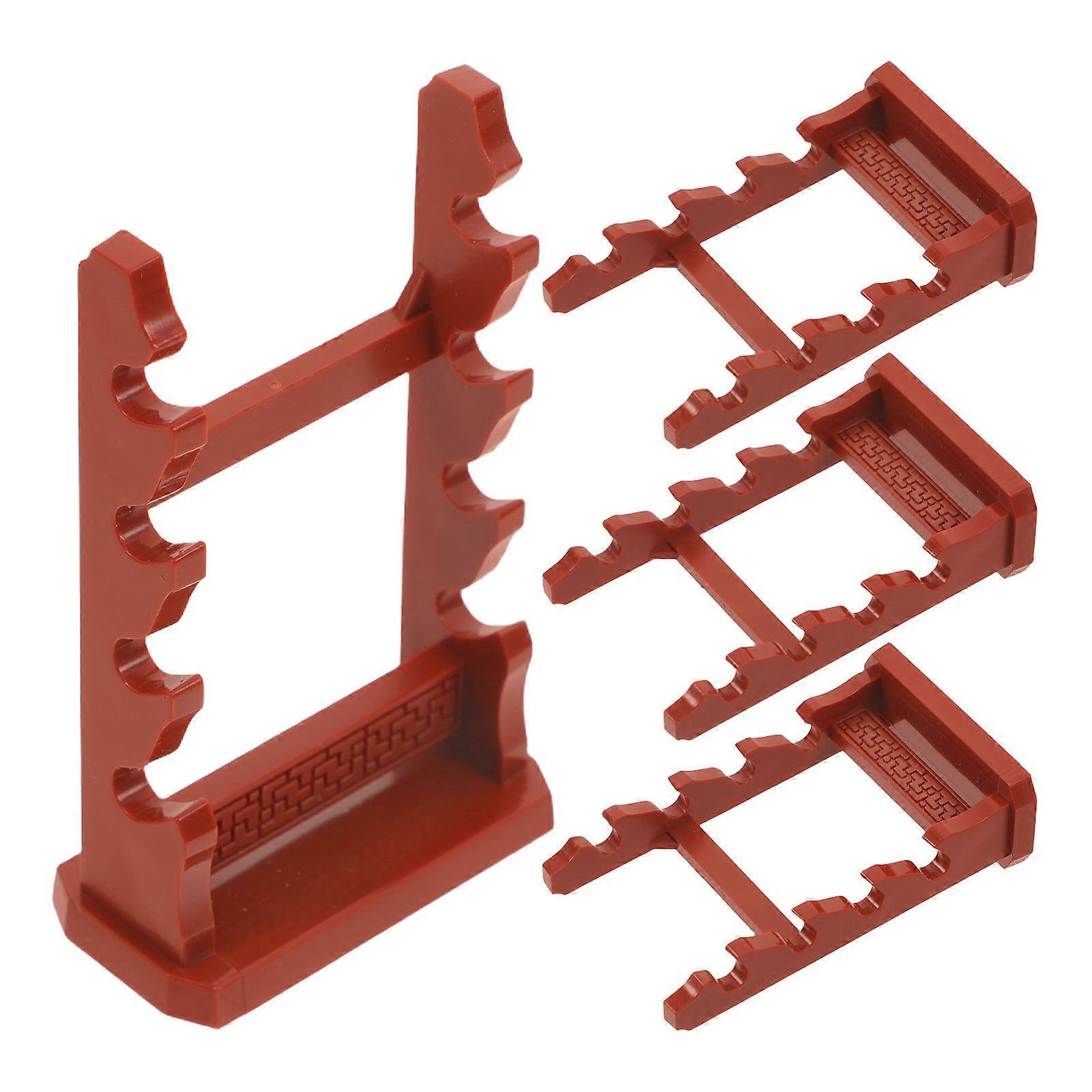Miniature Display Shelf Sword Racks for Organizing 8Pcs Tiny Swords in Coffee