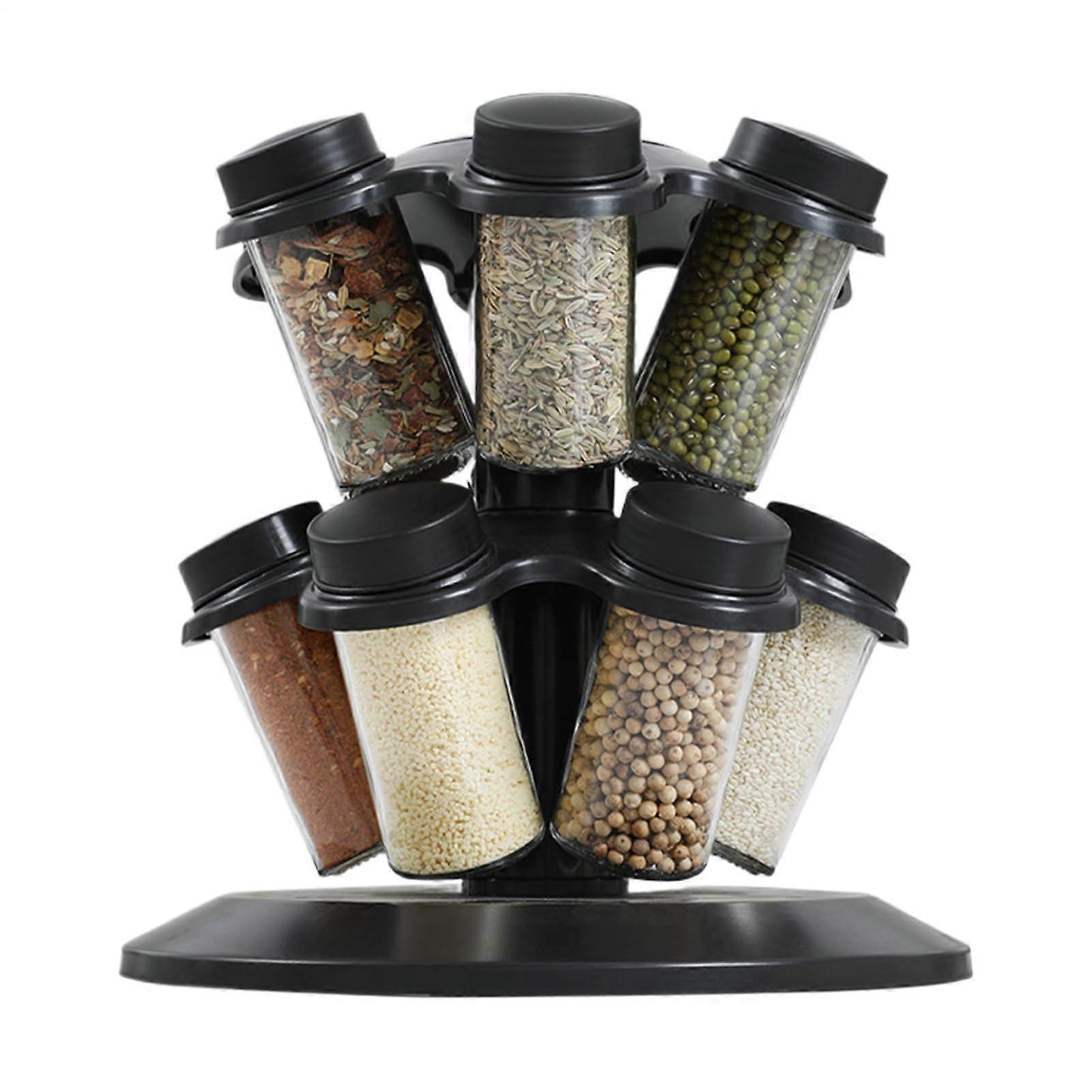 Spice Rack Organizer 360° Rotating 12 Jars Airtight Seal for Kitchen Cabinet Pantry Countertop