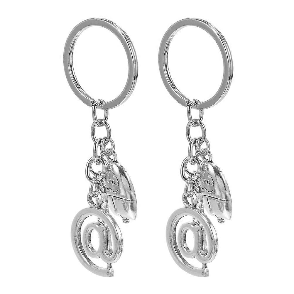 Silver Computer Keyboard Alloy Keychain for Hanging Keys 2Pcs Set