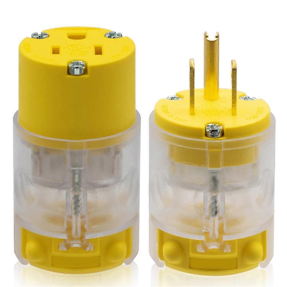Lighted Straight Blade Electrical Plug and Connector Set 15 Amp 125 Volt NEMA 5-15P NEMA 5-15R Wire Grounding US Plug