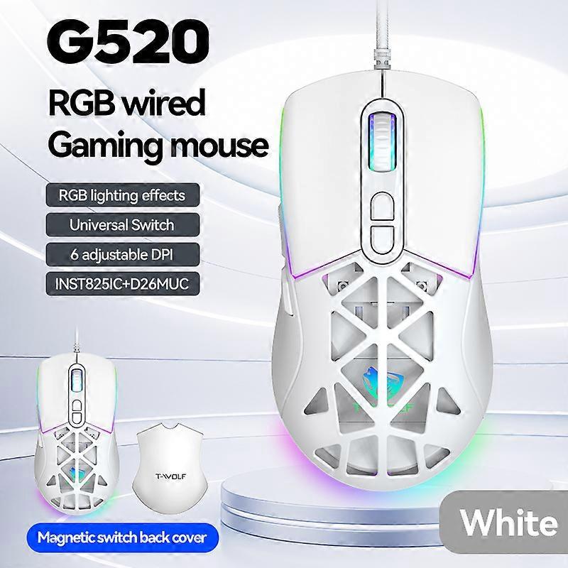 Warvank G520 RGB Wired Gaming Mouse With Double Cover, Detachable, Six-Speed DPI Adjustment for Laptops and Desktops