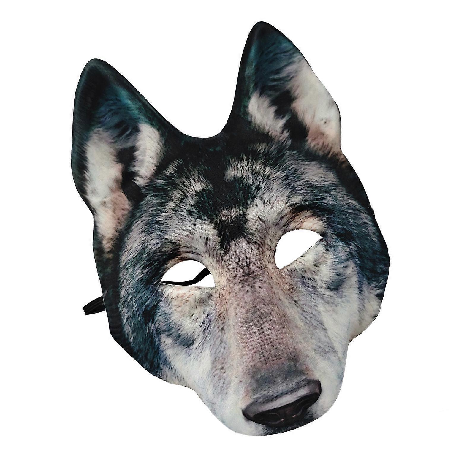 3D Wolf Party Mask Providing Securely Fit Various Face Shape During Event Performances Parties EVA Texture  Gray