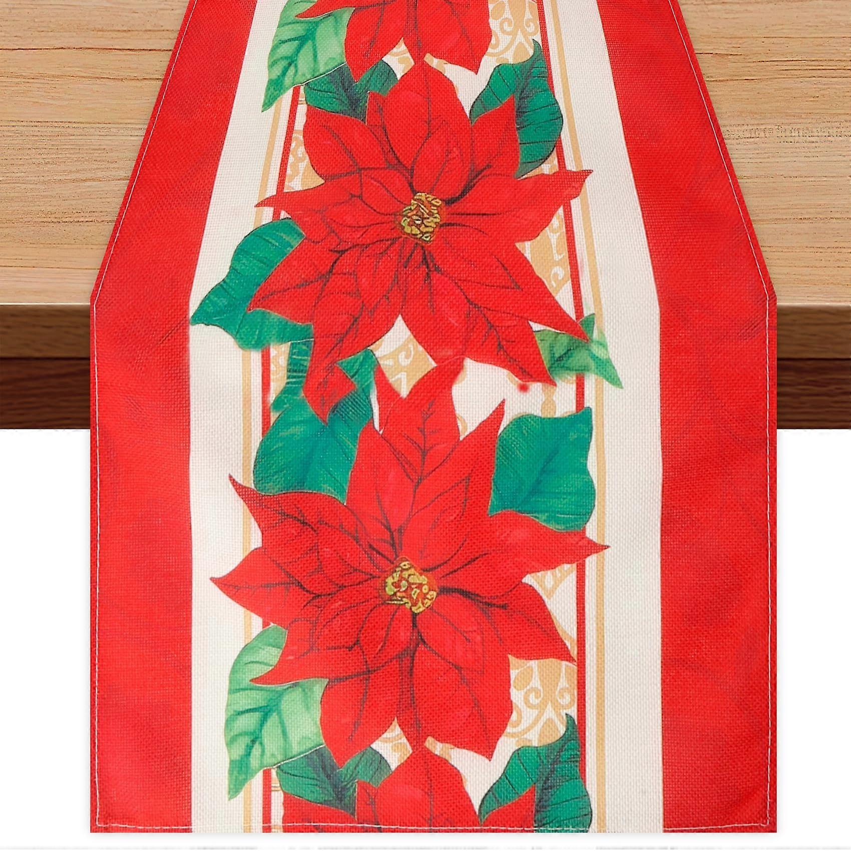 72 Inch Christmas Table Runner with Festive Plaid Snowflake Design for Holiday Table Decor