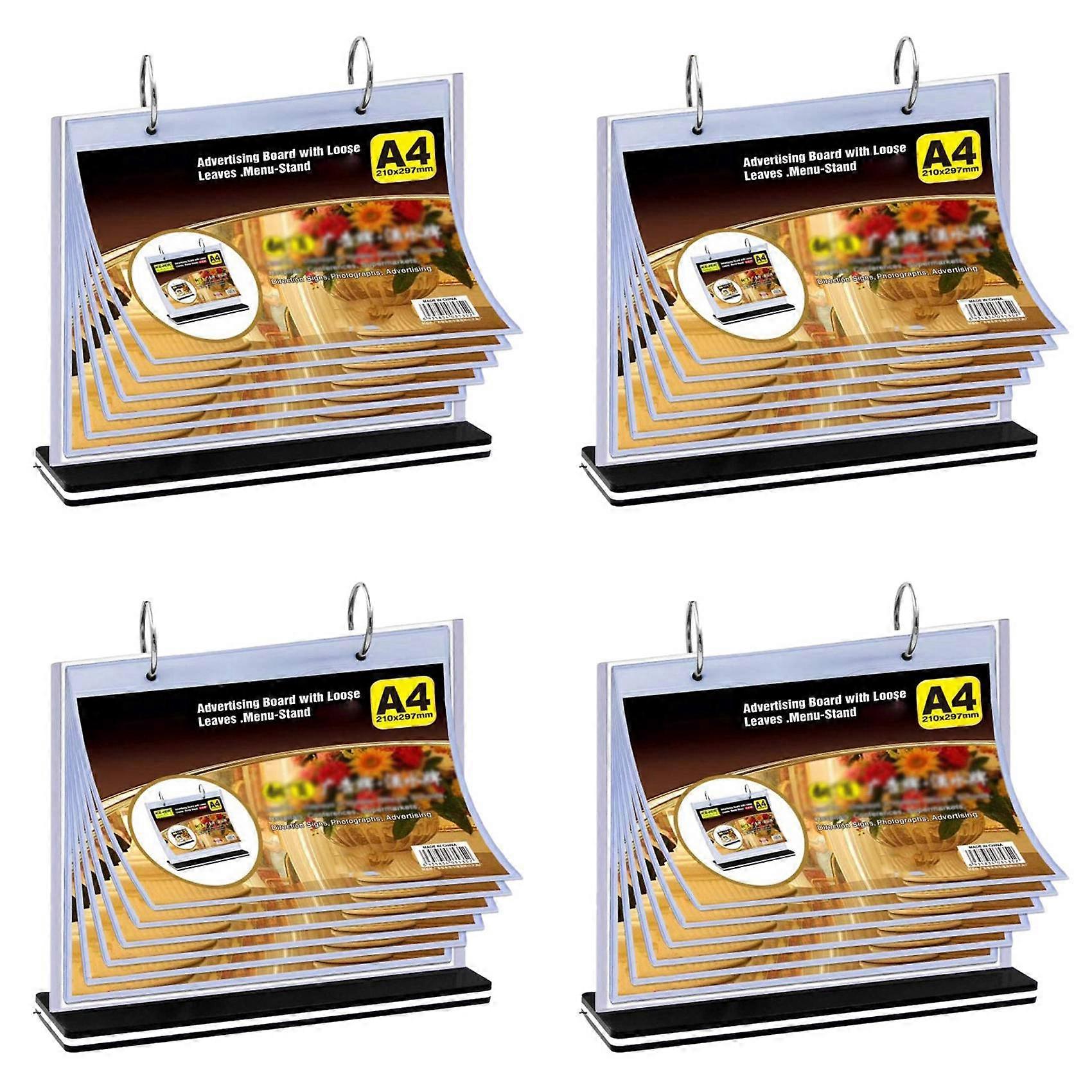 4X A4 Flip Table Menu Stand Multi-Page Table Card Rack Menu Display Stand Menu Holder