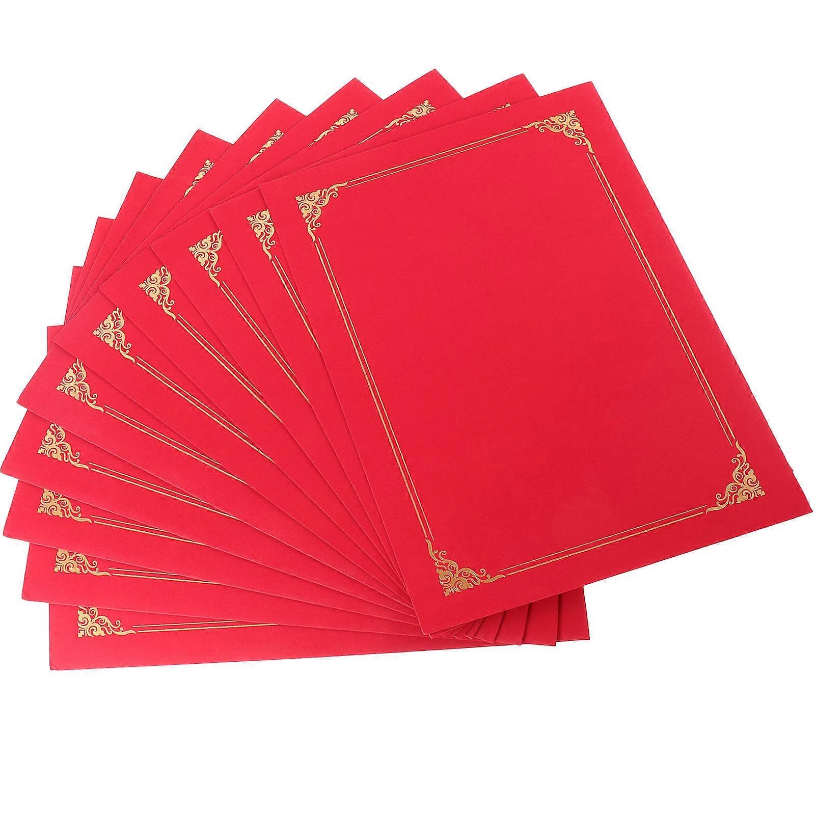 Certificate Covers Rectangular Shape Simple Design Document Protection For Graduation Ceremony Red 30.8X22.5X0.1CM Store Documents 10Set