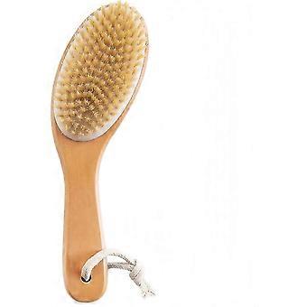 Dry Brushing Body Brush with Contoured Wooden Handle,Natural Bristle Exfoliating Scrubber for Lymphatic Drainage,Dry Skin,Pore Cleansing,Cellulite De