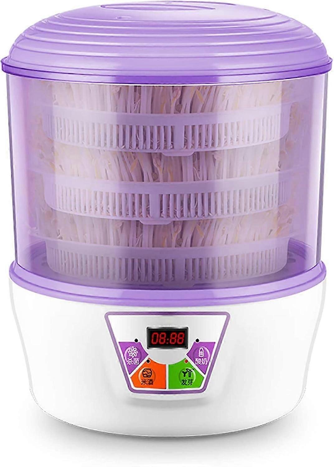 Bean Sprout Maker with Smart Time Control, 3Layer Seed Sprouting Kit, 360° Watering, Pressure Plate