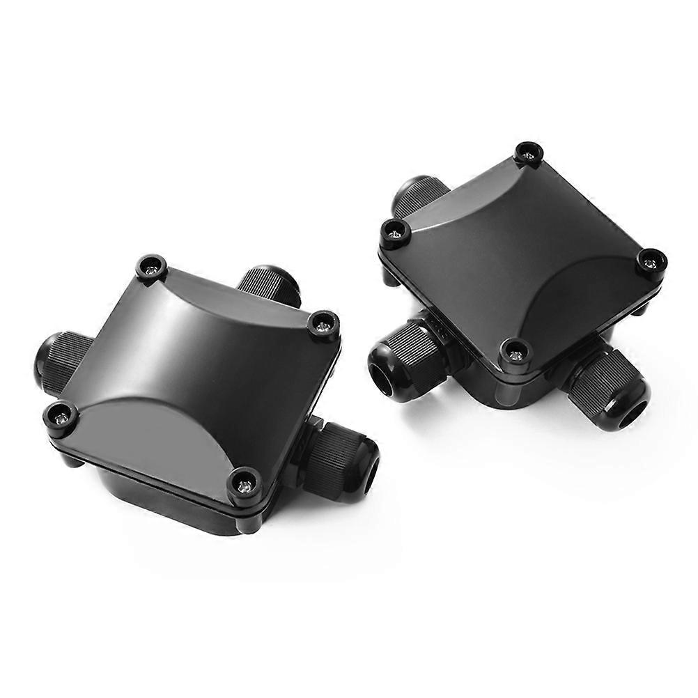Black Waterproof Junction Box Terminal Box for Outdoor Electrical Use 2Pcs