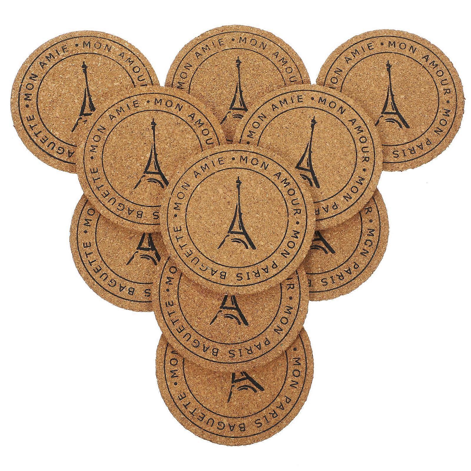 Cork Coasters for Drinks Round Cup Pads for Protecting Table Surface 10Pcs