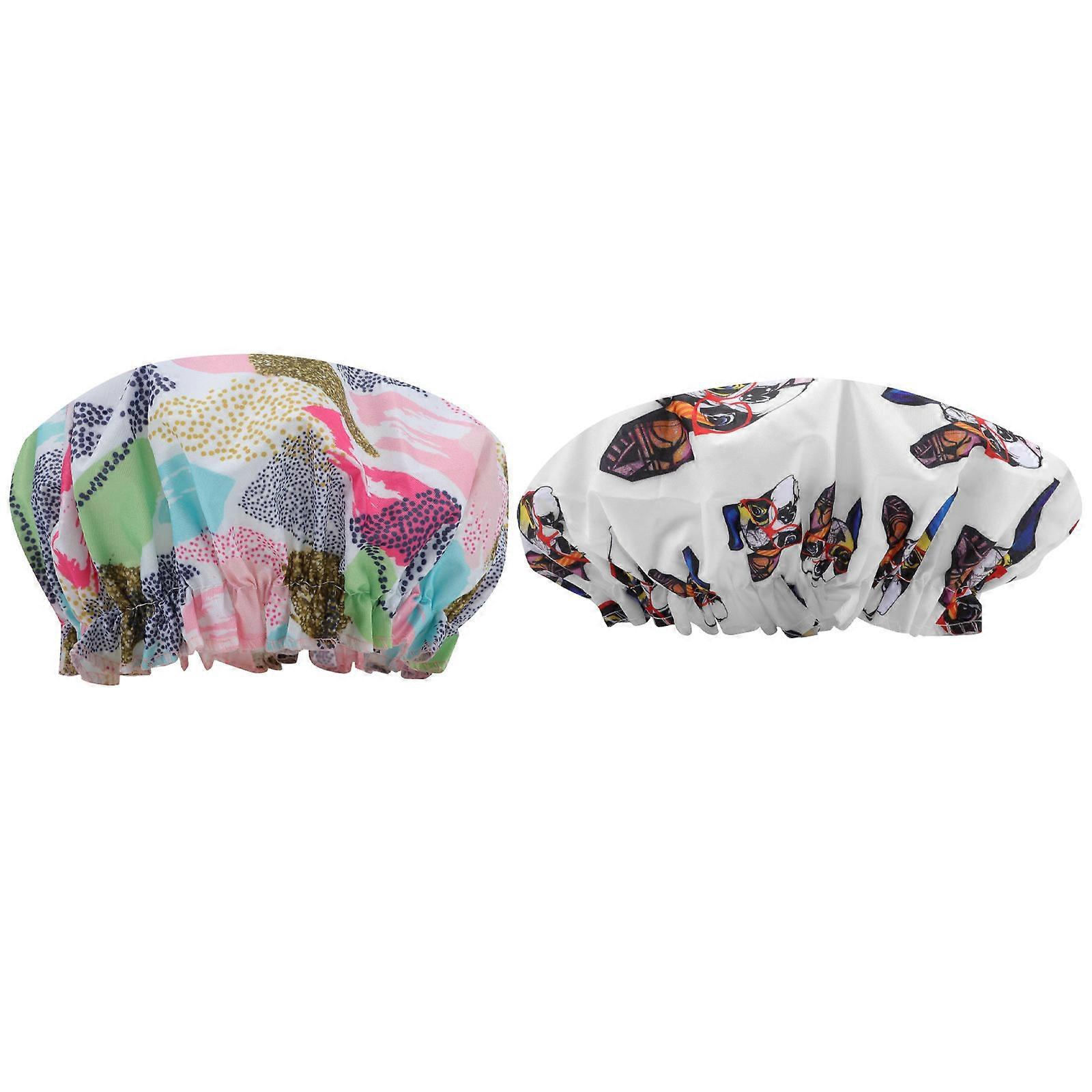 Waterproof Bathing Cap for Hair Protection 2Pcs Reusable Shower Caps