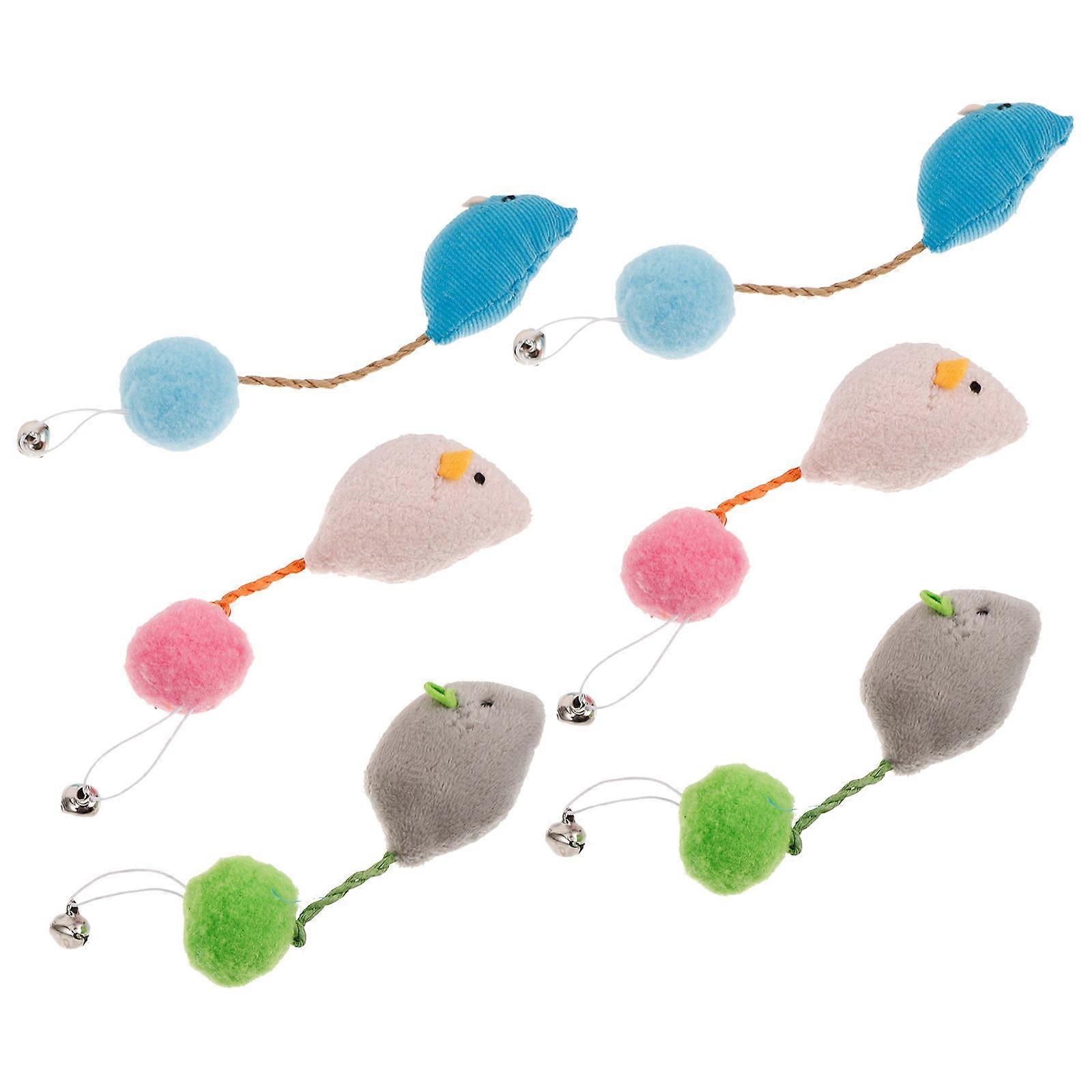 Plush Cat Mouse Toy Replacement Teaser Toy for Cats 6Pcs Interactive Set