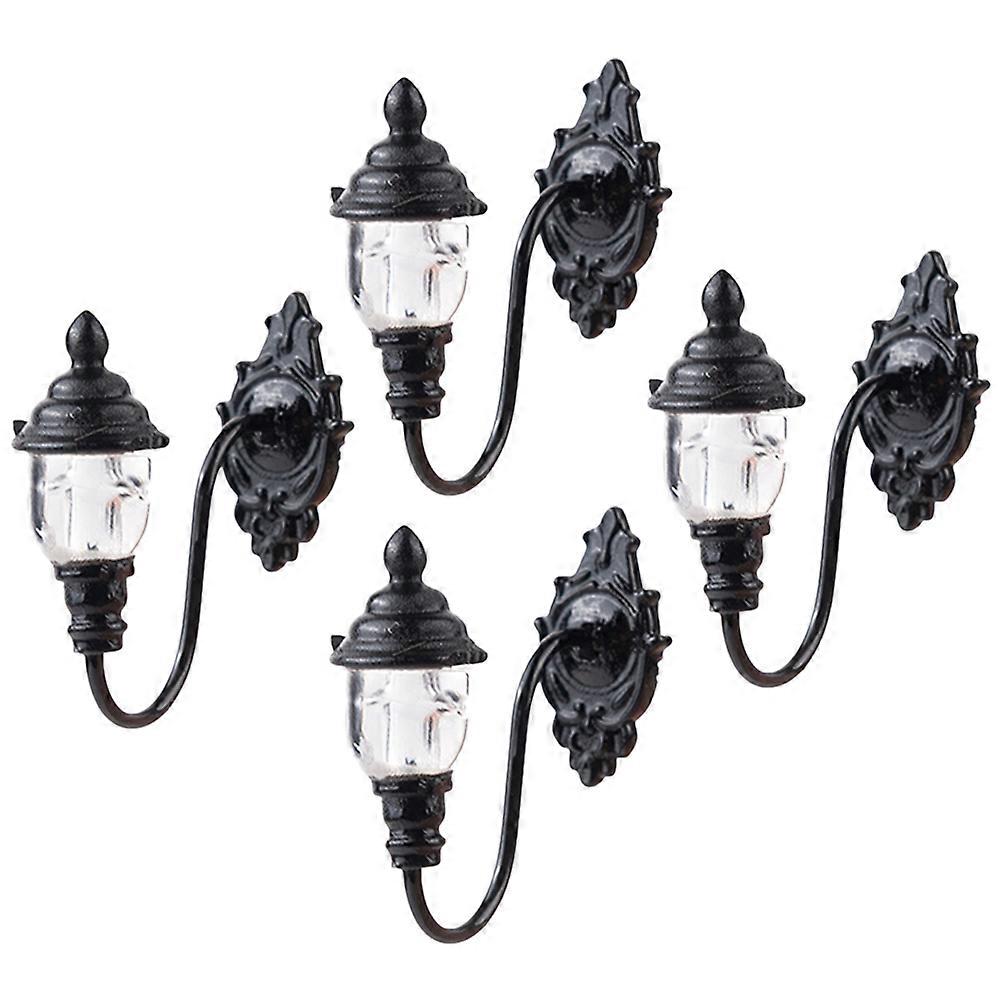 Mini Wall Lamp for Decor Black ABS Material with Warm White Light 1/87 Scale