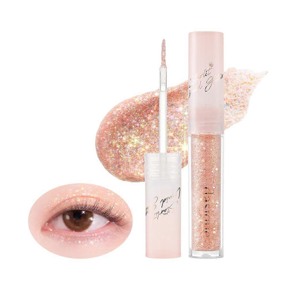 Liquid Glitter Eyeshadow 07 Moon Stone Coral Shimmer, Long Lasting Quick Drying Eye Makeup