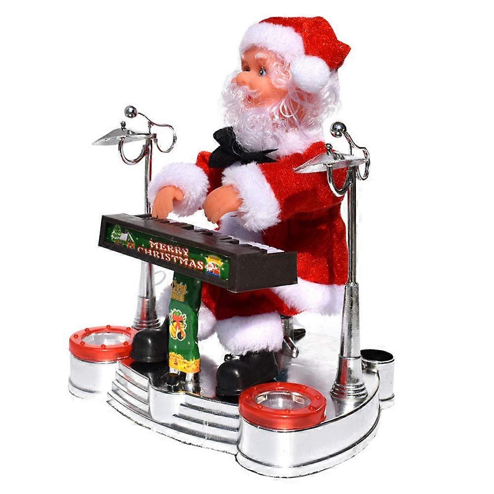Christmas Santa Claus Decoration 20cm Animated Musical Doll Playing Piano Saxophone Guitar Ornament