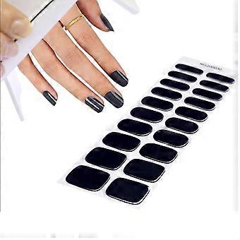 Semi Cured Gel Nail Strips Black Long Lasting Gel Finish DIY Home Manicure UV LED