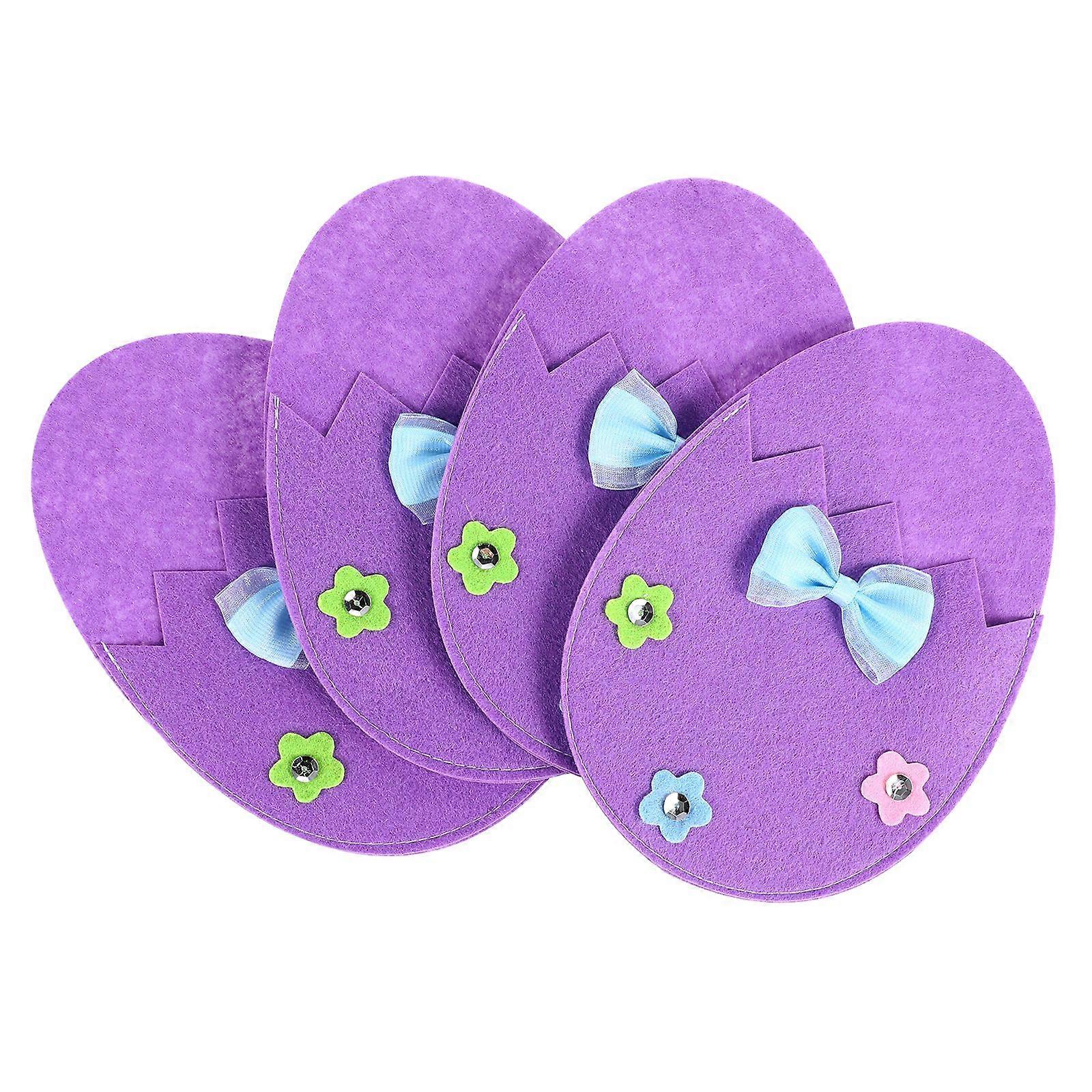 4pcs Easter Egg Cutlery Holders Holiday Tableware Storage Egg Shape Storage Bags For Easter Decorations And Party Table Accessories